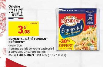 Emmental râpé fondant président