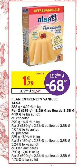 Intermarché Hyper Flan entremets vanille alsa offre