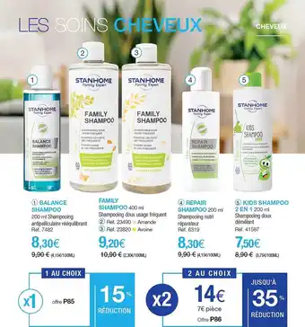 Stanhome Balance shampoo, family shampo, repair shampoo, kids shampoo 2 en 1 offre