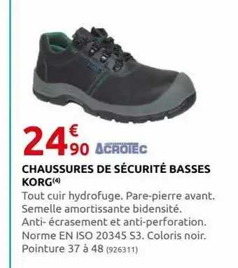 Chaussures de securite basses korg