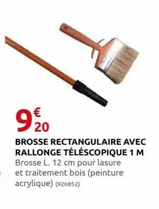 Rural Master Brosse rectangulaire avec rallonge telescopique 1 m offre