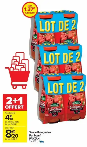 Carrefour Market Sauce bolognaise pur boeuf panzani offre