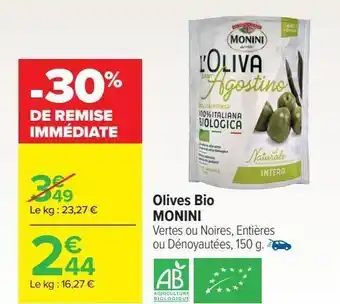 Carrefour Olives bio monini offre