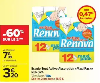 Carrefour Market Essuie-tout active absorption renova offre
