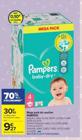 Carrefour Market Mega pack de couches pampers offre