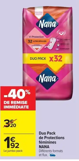 Carrefour Market Duo pack de protectionos féminines nana offre