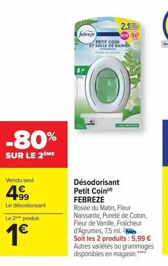 Carrefour Market Désodorisant petit coin febreze offre