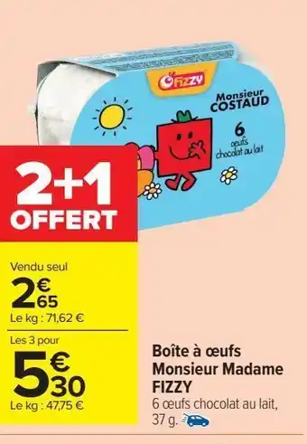Carrefour Market Boîte à oeufs monsieur madame fizzy offre