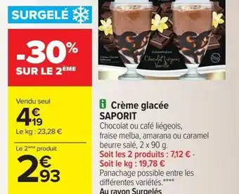 Carrefour Crème glacée saporit offre