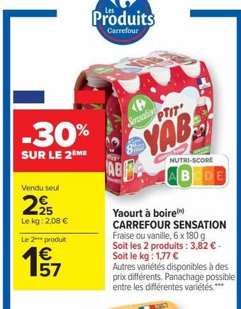 Carrefour Yaourt à boire carrefour sensation offre