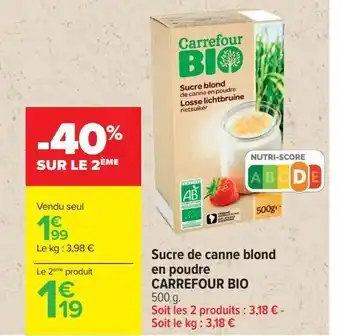 Carrefour Sucre de canne blond en poudre carrefour bio offre