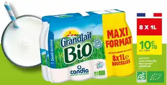 Carrefour Lait u.h.t. demi-écrémé bio maxi format grandlait offre
