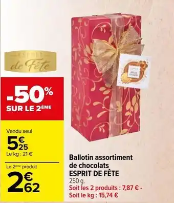 Carrefour Ballotin assortiment de chocolats esprit de fete offre