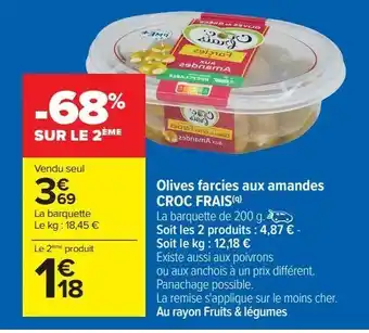Carrefour Olives farcies aux amandes croc frais offre