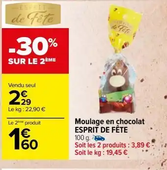 Carrefour Moulage en chocolat esprit de fete offre