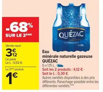 Eau minérale naturelle gazeuse quezac