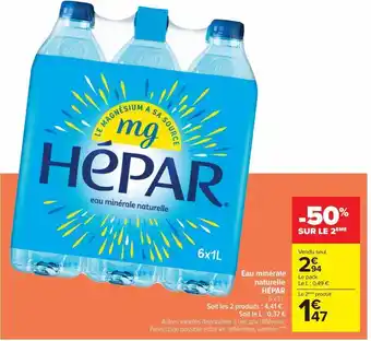 Carrefour Eau minérale naturelle hepar offre