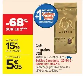 Carrefour Café en grains l'or offre