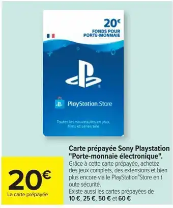 Carrefour Carte prépayée sony playstation "porte-monnaie électronique" offre