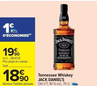 Carrefour Tennessee whiskey jack daniel's offre