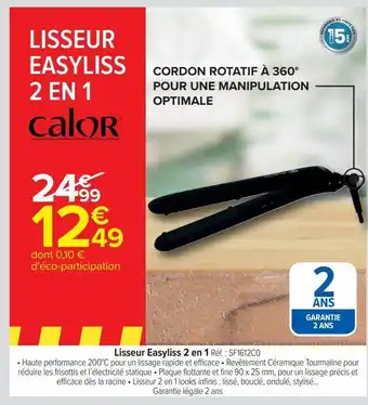 Carrefour Lisseur easyliss 2 en 1 offre