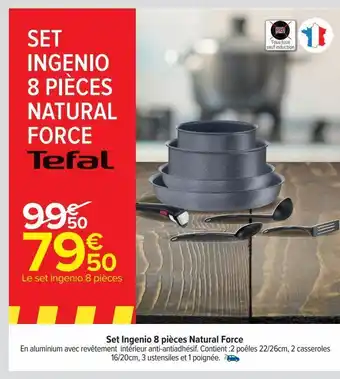 Carrefour Set ingenio 8 pieces natural force tefal offre