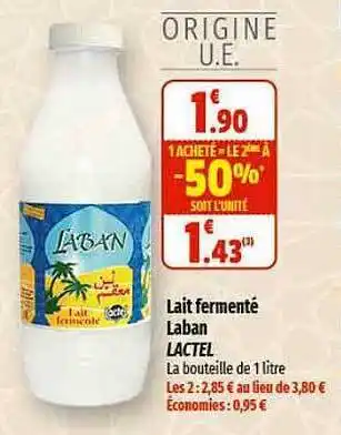 Lait fermenté laban lactel