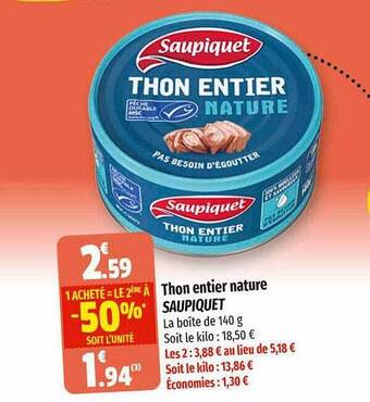 Coccinelle Express Thon entier nature saupiquet offre