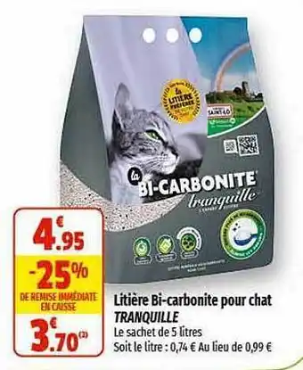 Coccinelle Express Litière bi-carbonite pour chat tranquille offre