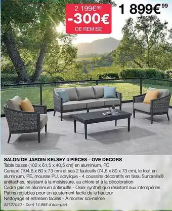 Costco Salon de jardin kelsey 4 pièces - ove decors offre