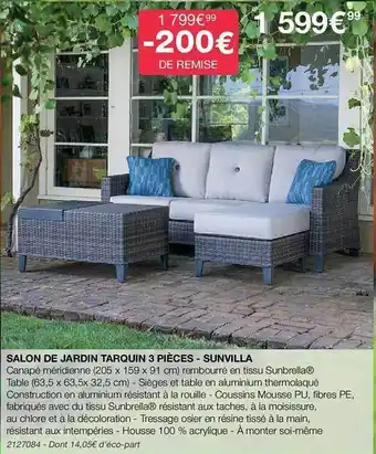 Costco Salon de jardin tarquin 3 pièces - sunvilla offre