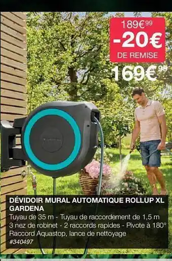 Dévidoir mural automatique rollup xl gardena