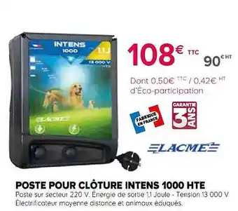Poste pour clĂŽture intens 1000 hte lacme