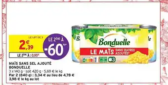 Intermarché Hyper Maïs sans sel ajouté bonduelle offre