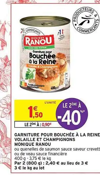 Intermarché Hyper Garniture pour bouchée à la reine volaille et champignons monique ranou offre