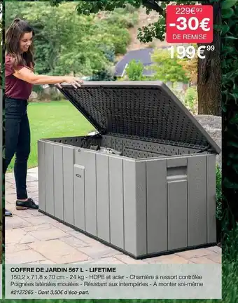 Costco Coffre de jardin 567l - lifetime offre