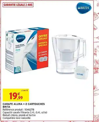 Carafe aluna + 2 cartouches brita