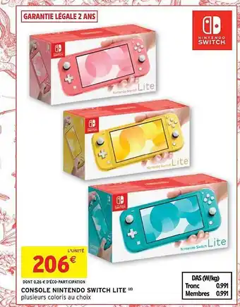 Intermarché Hyper Console nintendo switch lite offre