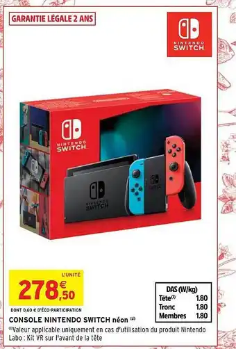 Intermarché Hyper Console nintendo switch néon offre