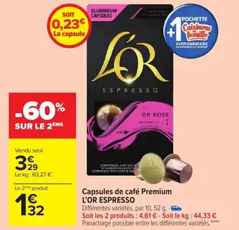 Carrefour Market Capsules de café premium L'OR ESPRESSO offre