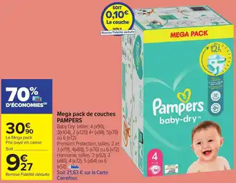 Carrefour Market Mega pack de couches PAMPERS offre