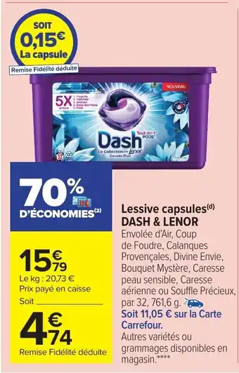 Carrefour Market Lessive capsules DASH & LENOR offre