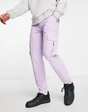 Topman - pantalon cargo ajusté à détail zippé - violet