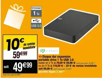 Cora x Carrefour Disque dur externe 1tb seagate offre
