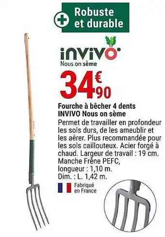 Gamm vert Fourche à bêcher 4 dents invivo nous on sème offre
