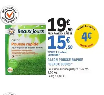 E.Leclerc Jardi Gazon Pousse rapide beaux jours offre