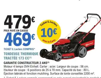 Tondeuse thermique tractée 173cc