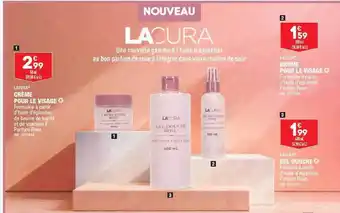 ALDI Crème pour le visage lacura, brume pour le visage lacura, gel douche lacura offre