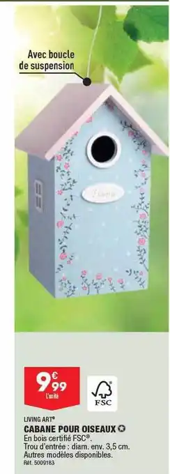 ALDI Cabane pour oiseaux living art offre