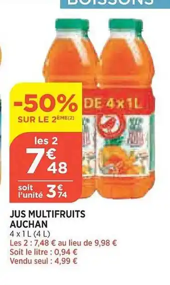 Bi1 Jus multifruits auchan offre